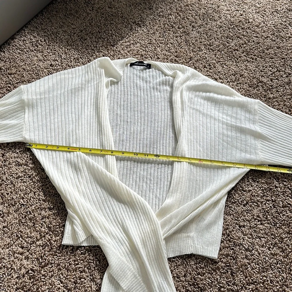 NWT Olivaceous Apricot Lane Cream Cropped Tie Front Cardigan Sweater Large - Picture 12 of 13
